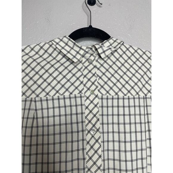 J.Jill Button Down Back Windowpane Shirt Size Small Collared Lagenlook Rayon - Picture 3 of 13